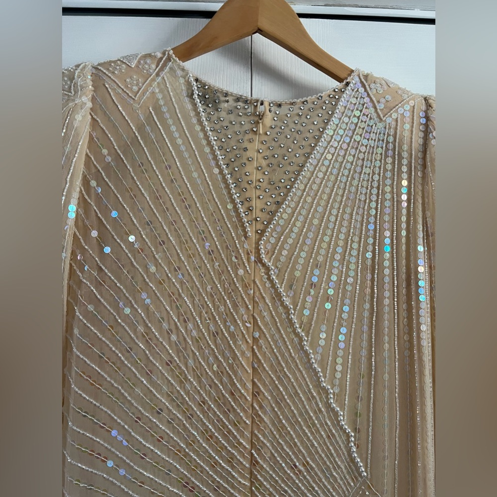 Neutral Sheer Bridal Cocktail Dress - Picture 17 of 17
